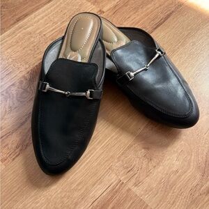 Rachel Zoe Alani Faux Leather Slide Mule Loafers with Silver Bit